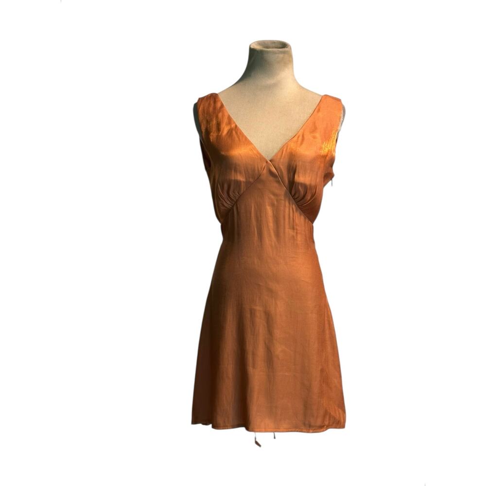 Iridescent orange sleeveless v neck mini dress size small
